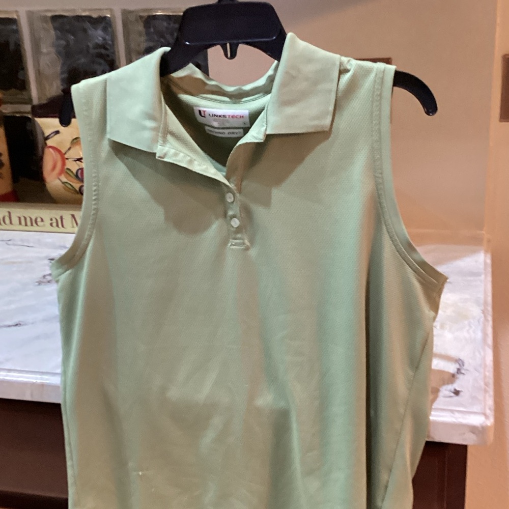 Ladies' Sleeveless Polo Blouse - Light Green